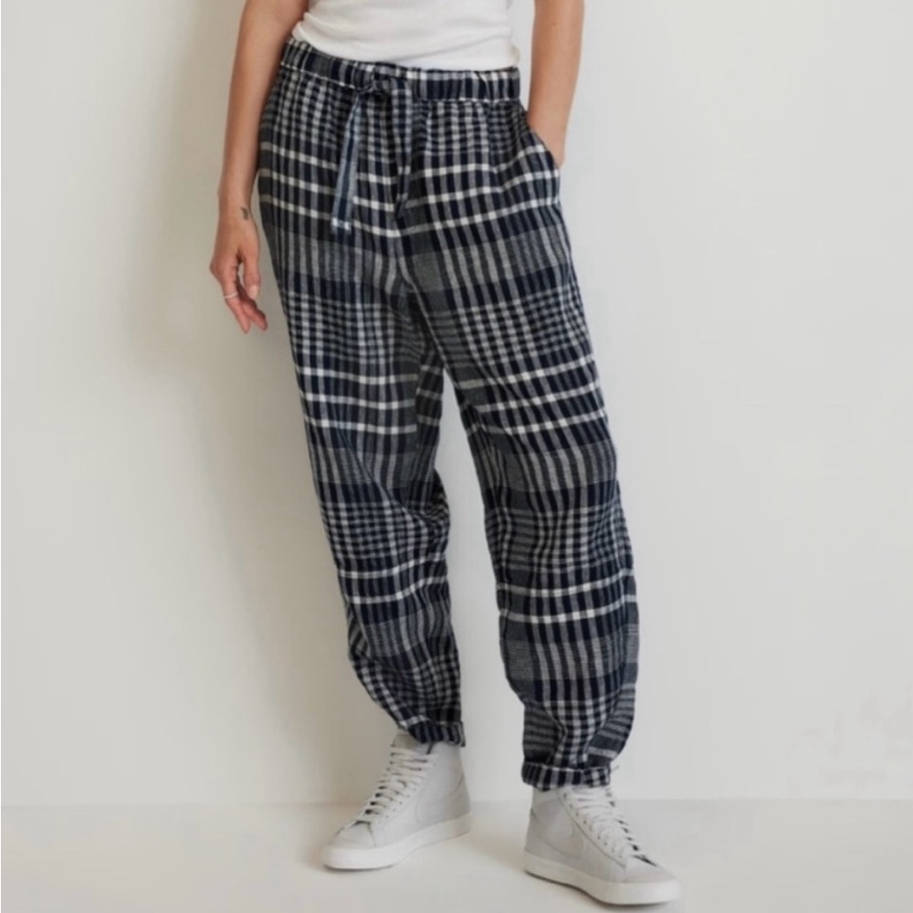 Everlane linen plaid barrel pant